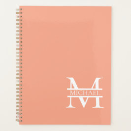 Gepersonaliseerde Elegant Perzik Monogram en Naam Planner