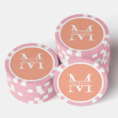 Gepersonaliseerde Elegant Perzik Monogram en Naam Poker Chips (Opstapeling)