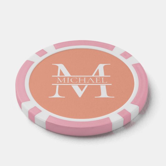 Gepersonaliseerde Elegant Perzik Monogram en Naam Poker Chips (Enkel)