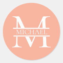 Gepersonaliseerde Elegant Perzik Monogram en Naam