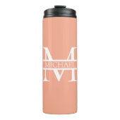 Gepersonaliseerde Elegant Perzik Monogram en Naam Thermosbeker (Voorkant)
