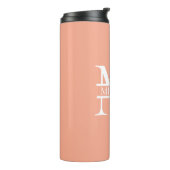 Gepersonaliseerde Elegant Perzik Monogram en Naam Thermosbeker (Gedraaid links)