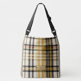 Gepersonaliseerde Elegant Plaid Tan en Taupe Tote Bag