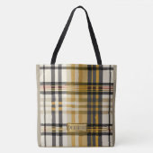 Gepersonaliseerde Elegant Plaid Tan en Taupe Tote Bag (Voorkant)
