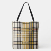 Gepersonaliseerde Elegant Plaid Tan en Taupe Tote Bag (Achterkant)