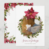 Gepersonaliseerde Elegant Poinsettia Wreater Kerst Feestdagenkaart (Voorkant / Achterkant)