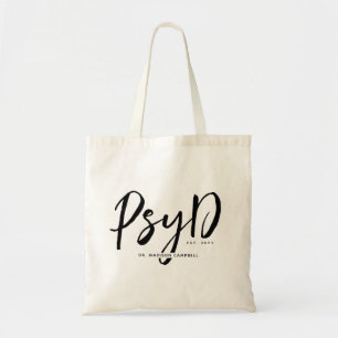 Gepersonaliseerde Elegant PsyD Doctor in de Psycho Tote Bag