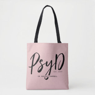 Gepersonaliseerde Elegant PsyD Doctor in de Psycho Tote Bag