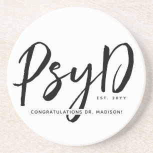 Gepersonaliseerde Elegant PsyD Doctor in de Psycho Zandsteen Onderzetter