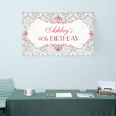 Gepersonaliseerde Elegant Rood Grijs Verjaardag Ba Spandoek (Beurs)