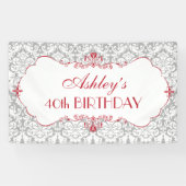 Gepersonaliseerde Elegant Rood Grijs Verjaardag Ba Spandoek (Horizontaal)