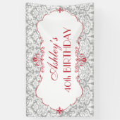 Gepersonaliseerde Elegant Rood Grijs Verjaardag Ba Spandoek (Verticaal)