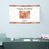 Gepersonaliseerde Elegant Roos Gouden Roos Glitter Spandoek (Beurs)