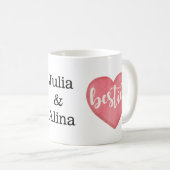 Gepersonaliseerde Elegant Roze Hart voor Besties Koffiemok (Voorkant rechts)