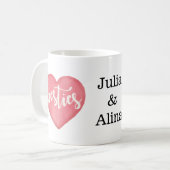 Gepersonaliseerde Elegant Roze Hart voor Besties Koffiemok (Voorkant links)