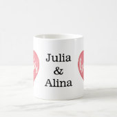 Gepersonaliseerde Elegant Roze Hart voor Besties Koffiemok (Center)