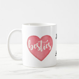 Gepersonaliseerde Elegant Roze Hart voor Besties Koffiemok