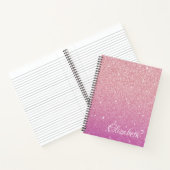 Gepersonaliseerde Elegant Roze Ombre Glitter Notit Notitieboek (Binnen)