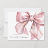 Gepersonaliseerde Elegant Roze strik Dank u Notitiekaartje (Voorkant)