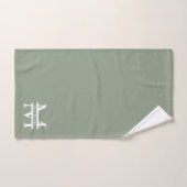 Gepersonaliseerde Elegant Sage Green Monogram & Na Bad Handdoek (Handdoek)