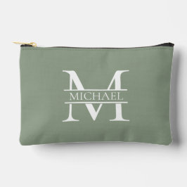Gepersonaliseerde Elegant Sage Green Monogram & Na Etui