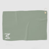 Gepersonaliseerde Elegant Sage Green Monogram & Na Golfhanddoek (Horizontaal)