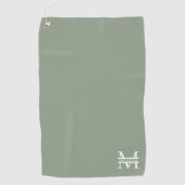 Gepersonaliseerde Elegant Sage Green Monogram & Na Golfhanddoek (Voorkant)