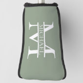 Gepersonaliseerde Elegant Sage Green Monogram & Na Golfheadcover (Draai 90)