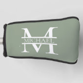 Gepersonaliseerde Elegant Sage Green Monogram & Na Golfheadcover (Voorkant)