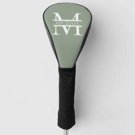 Gepersonaliseerde Elegant Sage Green Monogram & Na Golfheadcover
