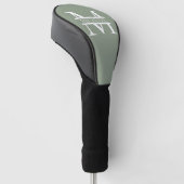 Gepersonaliseerde Elegant Sage Green Monogram & Na Golfheadcover (Schuin)