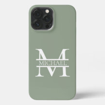 Gepersonaliseerde Elegant Sage Green Monogram & Na