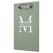 Gepersonaliseerde Elegant Sage Green Monogram & Na Klembord (Links)