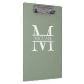 Gepersonaliseerde Elegant Sage Green Monogram & Na Klembord (Rechts)