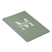 Gepersonaliseerde Elegant Sage Green Monogram & Na Notitieboek (Rechterzijde)