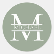 Gepersonaliseerde Elegant Sage Green Monogram & Na