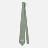 Gepersonaliseerde Elegant Sage Green Monogram & Na Stropdas (Voorkant)