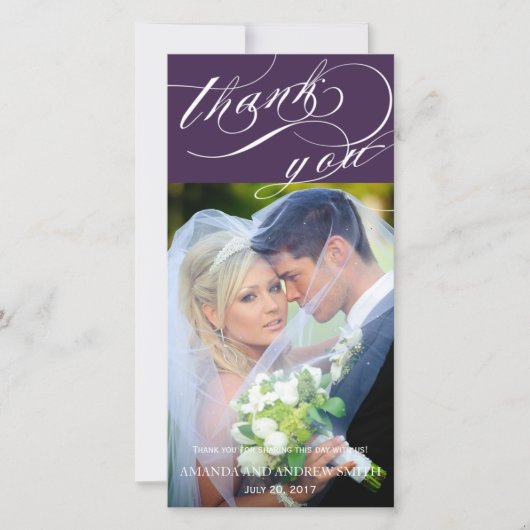 Gepersonaliseerde Elegant Script Wedding Bedankt (Voorkant)