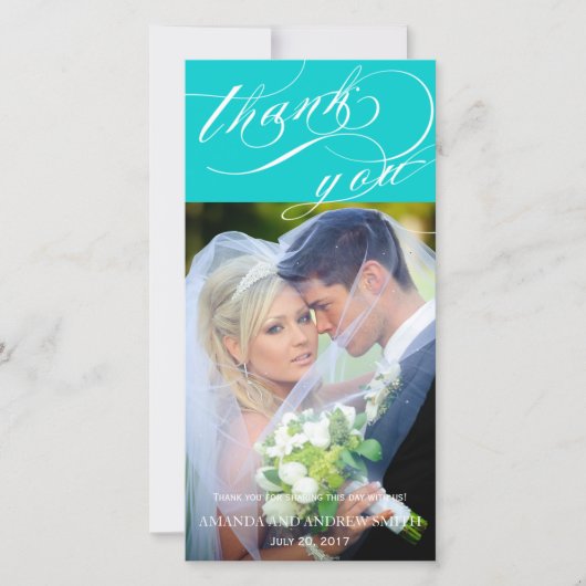 Gepersonaliseerde Elegant Script Wedding Bedankt (Voorkant)