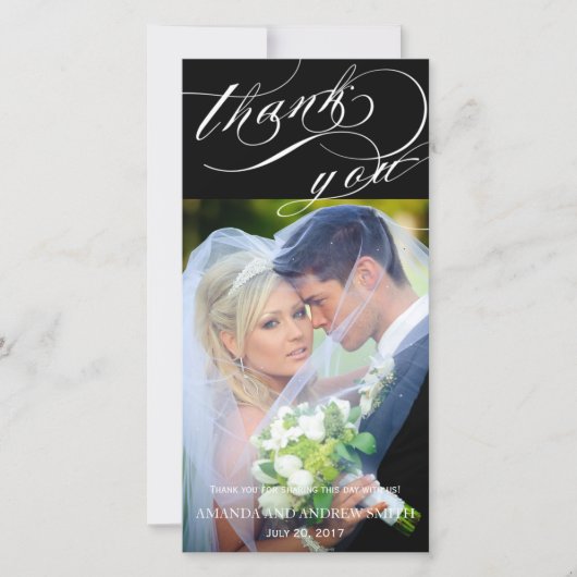 Gepersonaliseerde Elegant Script Wedding Bedankt (Voorkant)