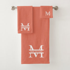 Gepersonaliseerde Elegant Terracotta Monogram en N Bad Handdoek