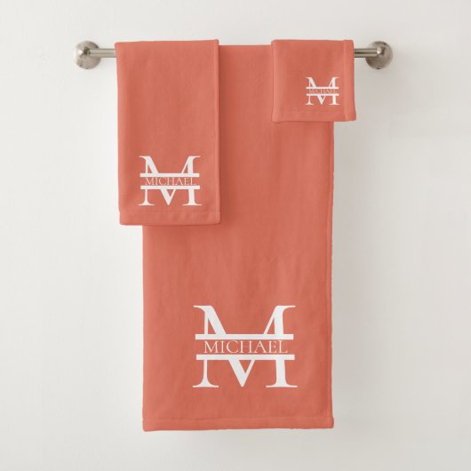 Gepersonaliseerde Elegant Terracotta Monogram en N Bad Handdoek (Insitu)