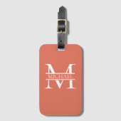 Gepersonaliseerde Elegant Terracotta Monogram en N Bagagelabel (Voorkant (verticaal))