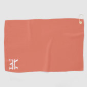 Gepersonaliseerde Elegant Terracotta Monogram en N Golfhanddoek (Horizontaal)