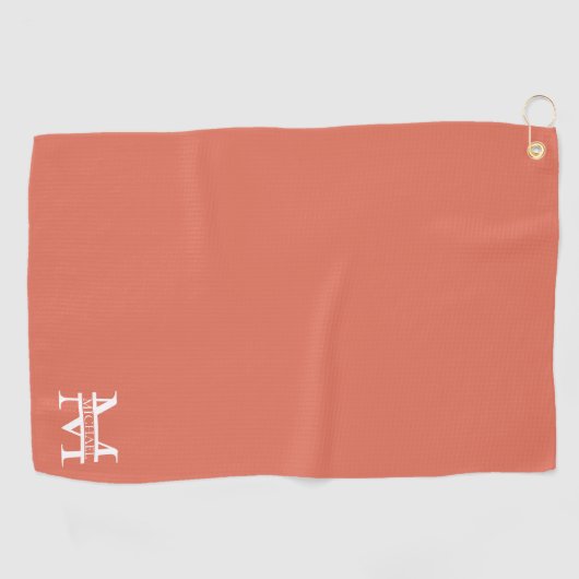 Gepersonaliseerde Elegant Terracotta Monogram en N Golfhanddoek (Horizontaal)