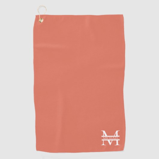 Gepersonaliseerde Elegant Terracotta Monogram en N Golfhanddoek (Voorkant)