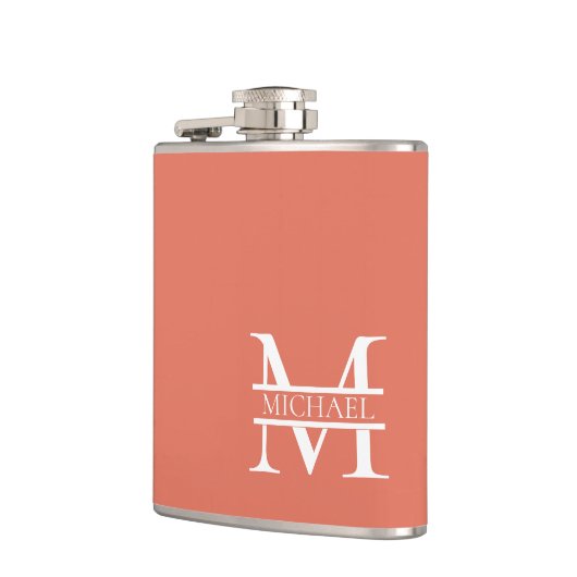 Gepersonaliseerde Elegant Terracotta Monogram en N Heupfles (Links)