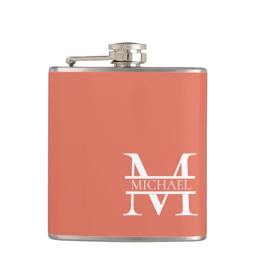 Gepersonaliseerde Elegant Terracotta Monogram en N Heupfles (Voorkant)
