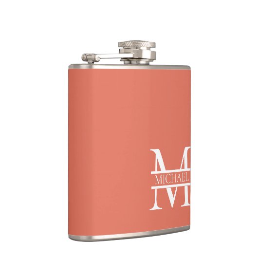 Gepersonaliseerde Elegant Terracotta Monogram en N Heupfles (Rechts)