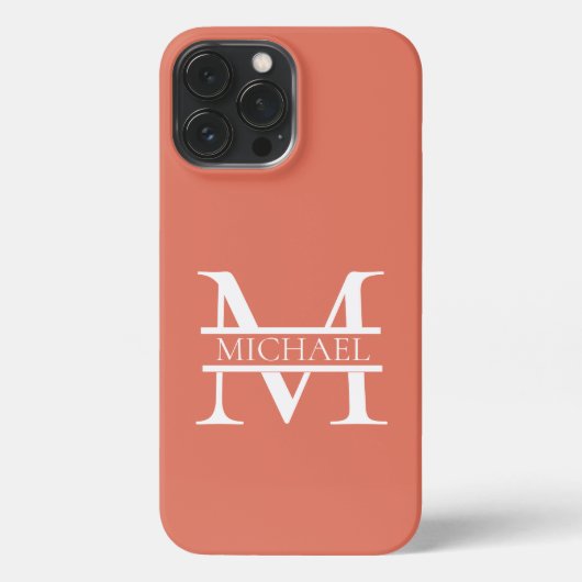 Gepersonaliseerde Elegant Terracotta Monogram en N iPhone Hoesje (Achterkant)
